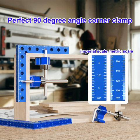 4 Piece 5.5 Inch Aluminum 90 Degree Corner Clamps For Woodworking Pro Grade CNC Machined Right Angle Clamps on wood frame