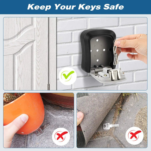 Weatherproof Wall Mounted Key Safe Box With 5 Key Capacity And Resettable 10,000-Combination Lock For Indoor And Outdoor Use, Built Tough Key Storage For Home, Vacation Home, Garage And Emergency Access