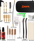 80 Piece Gun Cleaning Kit For Handguns Rifles Calibers.22.357.38 9mm.40.45 With Bronze Bore Brushes Brass Jags CLP Spray
