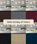Living room with sofas and different colored carpet tiles, showcasing Self Adhesive 12 Inch Carpet Tile Pack With Peel And Stick Flooring.