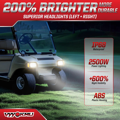 Deluxe 12V LED Headlight And Taillight Kit For 1993 Up Club Car DS Gas And Electric Golf Carts Street Legal With Turn Signals Horn