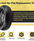 13 Inch Flat Free Replacement Tires For Carts And Wheelbarrows Heavy Duty Beefy Set Of Four Fits Garden Wagons Hand Trucks