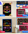 12 Poster Spanish Motivational Classroom Set For Pre K Through 12 Students And Teachers, Inspirational Quotes To Boost Focus And Good Vibes, 12 X 18 Inches, Black Backing, Made In USA displayed in classroom settings