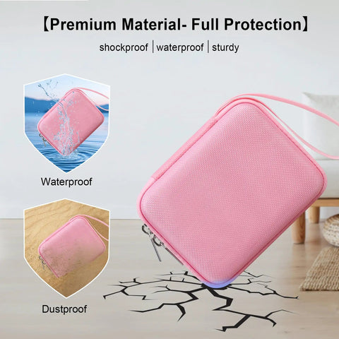 Carrying Case For Portable Handheld Inhaler Nebulizer Machine, Pink, waterproof and dustproof, on cracked floor