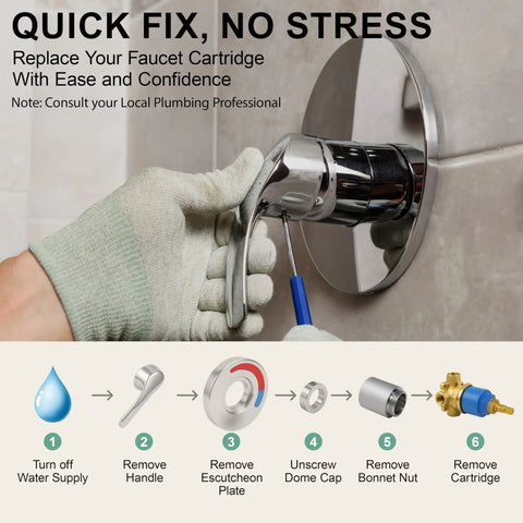 Steps for PBR 40 Faucet Cartridge Replacement Compatible With La Torre Cascade Nobili in single-lever shower