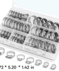 Heavy Duty 60Pc Hose Clamp Kit Set 1/4 to 1-1/2 Inch 304 Stainless Steel Worm Gear Clamps For Auto Intercooler Plumbing Pipe And Fuel Line, assorted sizes in organizer