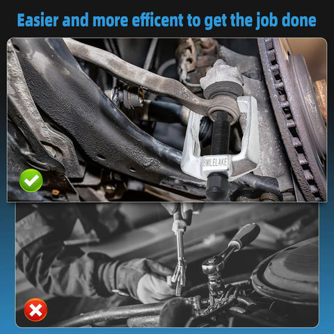 Heavy Duty 5 In 1 Ball Joint Separator And Pitman Arm Puller Kit With Tie Rod End Remover in use on vehicle suspension.