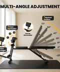 Adjustable Weight Bench For Home Gym With Foldable Frame And Wheels Leg Extension And Curl 770 Lbs Capacity Multi Function Preacher Curl Incline Decline Flat Sit Up Bench showing multi-angle adjustment options 