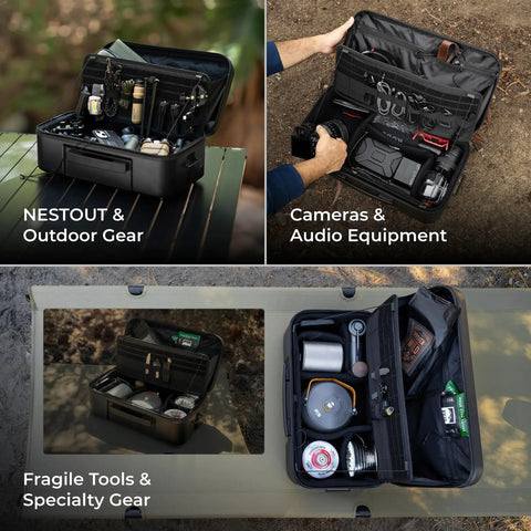 Nestout Go-To Gear Storage Case Lightweight Hard Shell Organizer Water Resistant Stackable Case With Padded Dividers