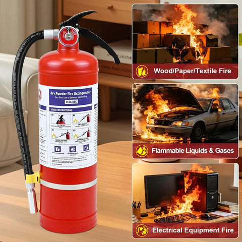 Two Pack 5lb Abc Dry Chemical Fire Extinguishers With Wall Mount, Easy Reach Pull Pin Design, No Sweat Operation For Home Workshop Or Pickup, Solid Backup Security When Heat Turns Up