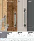 Four satin nickel appliance pulls on different colored backgrounds for Eight Inch Center To Center Appliance Pull Satin Nickel Highland Ridge Drawer Pull Cabinet Hardware For Kitchen Do It Yourself Upgrade 1 Pack Built To Last Durable Metal Construction Easy Mounting And Smooth Glide For Everyday Use