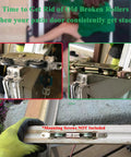 Zero Drama Sliding Patio Door Tandem Roller Assembly Hella Smooth Steel Build with before and after installation views of rollers.