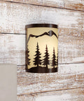 Rustic Tree Sconce Wall Light with Amber Flake Glass, Dimmable Indoor and Outdoor Lighting, Burnished Bronze Finish