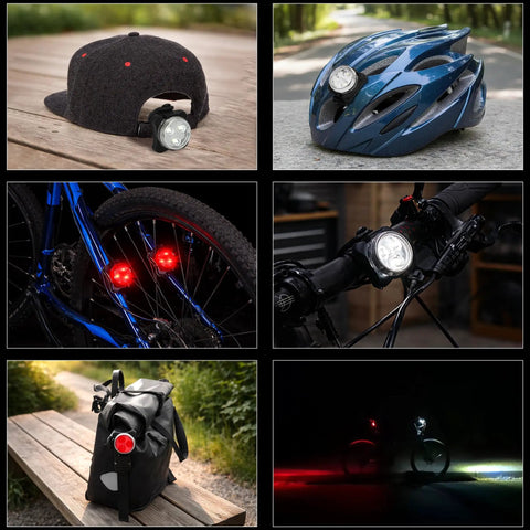 USB Rechargeable Bike Light Set With Front And Rear LED Lights For Mountain Biking Waterproof Silicone Body on various gear