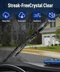 Premium Front Windshield Wiper Blades For Mercedes Benz Sprinter Two Piece All Season Road Hardened Set With Smear Free Glass Clarity And Straight Forward Drop In Install Years 2007 Through 2018 wiping heavy rain from windshield.