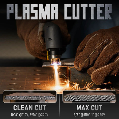 All In One 65 Amp Plasma Cutter Dual Voltage 110V 220V Non HF Non Touch Pilot Arc Plate Cutting in action, showing clean and max cuts