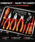 1000V Insulated Lineman Pliers, 6 Inch, VDE Certified Combination Pliers For Electrical Wiring, Cr-V Steel With Non-Slip Grips, Heavy Duty Pliers For Electricians, Safe, Reliable, All-Purpose Workhorse in compact tool case