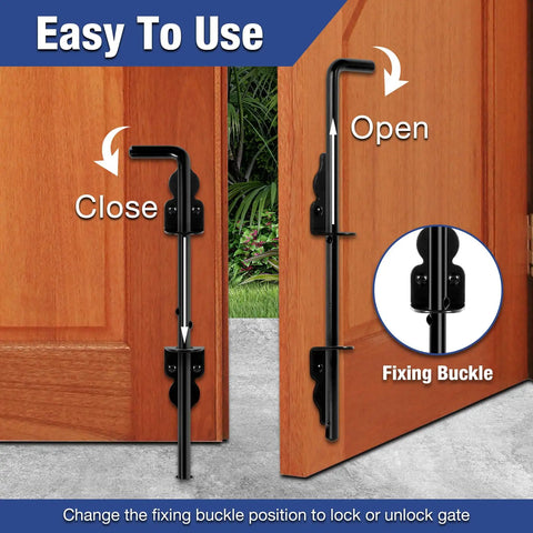 12 Inch Cane Bolt Drop Rod Gate Stopper For Wood Fences And Gates, Heavy Duty Black Steel Exterior And Interior Hardware, Outdoor Indoor Security Latch Anchor, Barn Door Accessory