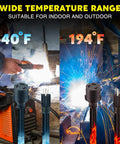 Heavy Duty Nema 5-15P To L6-30R Generator Welder Adapter Cord delivering 125 Volt 15 Amp power for plasma cutters, showing wide temperature range.