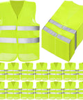 Bulk High Visibility Safety Vests For Construction And Outdoor Work, 20 Piece Mesh Reflective Vests With Dual Strips shown in green