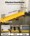 Pro Grade Flood Barrier System For Home Protection, Easy Fill Sandbag Alternative, Yellow PVC tube by garage door