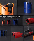 High Precision Metal Pipe Cutting Guide Kit With Magnetic Saddle Template for 22.5, 45, and 90 degree cuts, assorted colors