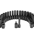 Master 42 Piece Three Eighths Inch Drive Impact Socket Set With Shallow And Deep SAE And Metric Sockets, Pro Grade Auto Repair Kit