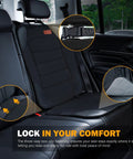 Interior view of car with 'Kid Friendly Car Seat Protector For Child Seats, Waterproof Seat Cover For Leather And Fabric Cars' installed.