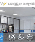 1 By 2 Foot LED Flat Panel Light With No Fuss 5CCT Color Temperature 2700K To 5000K, shown installed in a garage workspace