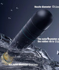Heavy Rubber Drain Bladder Unclogs Pipes Attaches To Garden Hose Inflates Fast in water, showing nozzle and rib dimensions.
