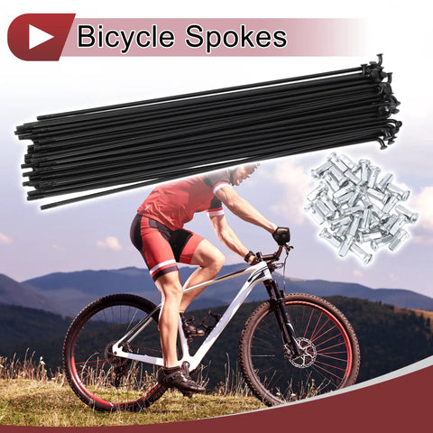 12G 225mm Black Bicycle Spokes Set, 36 Pcs of 45 Steel Spokes for Pro Grade Wheel Builds, Includes Nipples, bike and spokes
