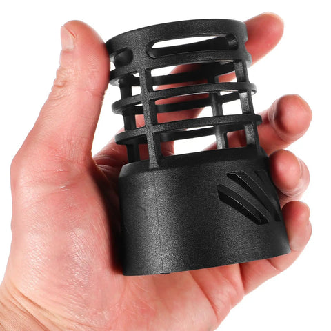 Person holding Go To Heat Gun Safety Cap And Cage Guard with Heat Resistant Cover for Crafting And DIY Projects.