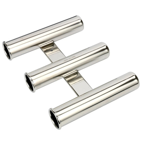 316 Stainless Steel Triple Tube Fishing Rod Rack, Wall Or Side Mount Rod Holder Bracket, Pole Pod, View of three tubes