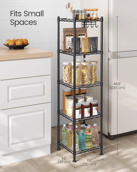 Tiny Bathroom Game Changer Five Tier Storage Rack Super Compact Organizer Hella Sturdy Powder Coated Steel Build Slim Floor Stand For Quick Easy Decluttering And Smart Small Space Living Solutions Right Away