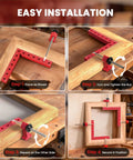 Installation steps using Pro Grade Right Angle Woodworking Clamps 4 Pack 5.5 Inch Aluminum Alloy Spreader Squares for precise assembly.