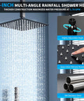 Matte Black Shower System With Push Button Diverter Easy Install Three Mode Rainfall Ceiling Mount 10 Inch Shower Head