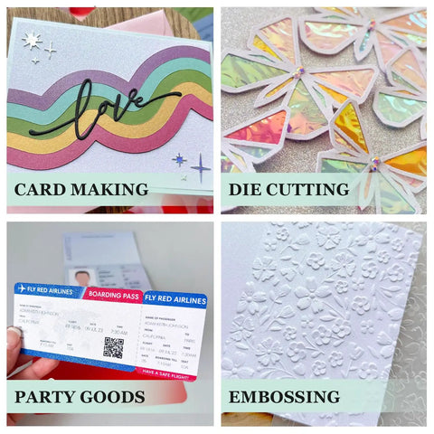 Premium White Glitter Cardstock Paper 104lb 280 GSM for Inkjet Printing and Die Cutting, 15 Sheets in crafting uses.