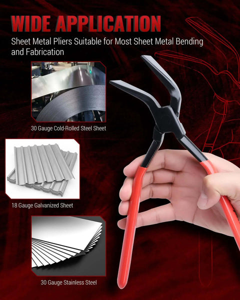 Hand Seamers Sheet Metal Tools Set With 3 Pliers shown bending various sheet metals.