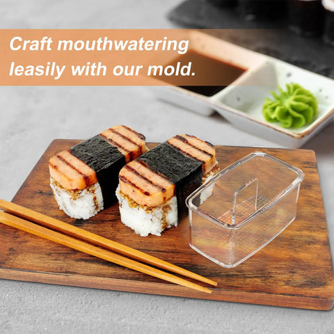 Three Piece Clear Musubi Maker Kit With Luncheon Meat Slicer Non Stick Onigiri Press Mold BPA Free Sushi Mold For Hawaiian Musubi