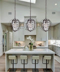Bronze Vintage Crystal Pendant Light Fixture 1 Light Metal Hanging Chandelier For Entryway And Foyer in modern kitchen setup