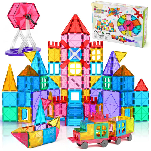 Magnetic Tiles Building Blocks Set For Kids 100 Pieces Fun Educational STEM Toy For Preschoolers And Toddlers Boosts Creativity
