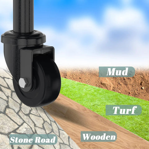 2 Pack 2 Inch Gate Caster Wheels For Wooden Gates, 100-200 Pound Capacity, shown on surfaces like mud and turf