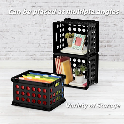 Durable Plastic File Crate With Ergonomic Handles For Letter And Legal Size Documents, Space Saving Modular Stackable Storage Bin