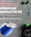 Heavy Duty Aluminum Carabiners Set of 4 Blue 4 Inch D Ring Clips With Spring Snap Hooks For Camping Hiking Keychains Dog Leashes