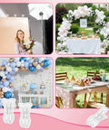 10 Pack Transparent Balloon Arch Clips 3.5 Inch Heavy Duty Spring Clamps for Backdrop Stands and Photo Booths displayed in use