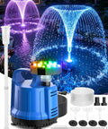 2 In 1 Pond Filter With Pump And Fountain Lights For Koi Ponds Includes Auto Water Sensor And 16 Ft Hose Dark Blue With 3 Adjustable Spray Modes Easy Install No Fuss Setup And Low Maintenance, shown with LED lighting and accessories
