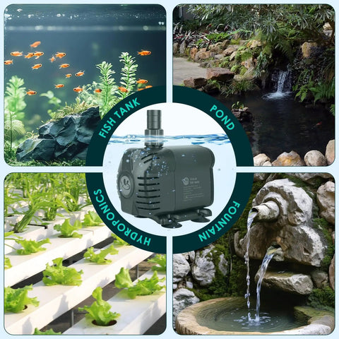 1160 GPH Submersible Water Pump With Eleven And A Half Feet Lift in aquariums, ponds, hydroponics, and fountains montage
