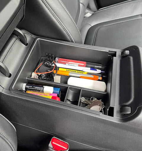Center Console Tray Organizer For 2022 Through 2024 Hyundai Tucson Limited And Hybrid SEL with small items inside