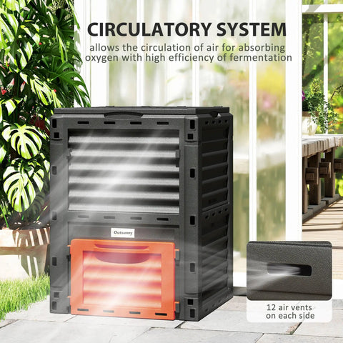 Backyard Garden Compost Bin 80 Gallon Large Capacity Outdoor Composter With Dope Aeration System And Easy Assembly in orange