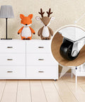 Heavy Duty 24 Piece One Inch Swivel Caster Wheels With 360 Degree Rotation For Office Furniture And Storage Carts on a white dresser.